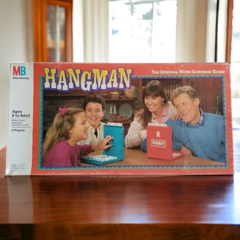 Vintage Hangman 90s Board Game Milton Bradley Word Guessing Complete Used